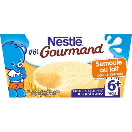 Nestlé P’tit Gourmand Semoule au Lait Riche en Calcium 4x100g 400g