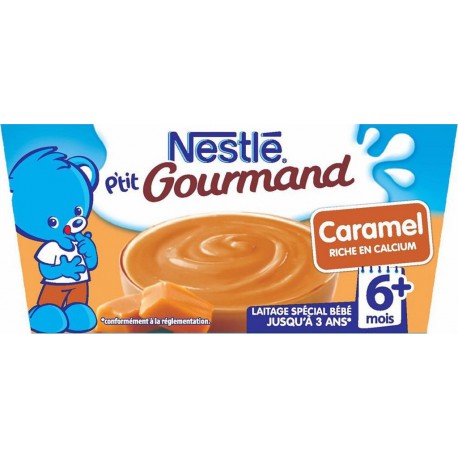 Nestlé P’tit Gourmand Caramel Riche en Calcium dès 6 mois, 4x100g