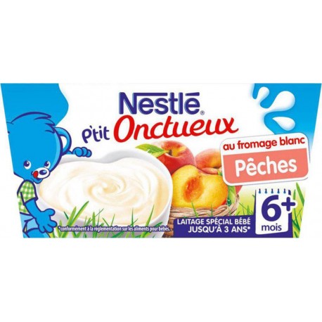 Nestlé P’tit Onctueux au Fromage Blanc Pêches +6 mois par 4 pots de 100g