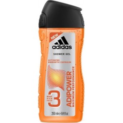 Adidas Shower Gel Adipower Maximum Performance 3 en 1 Body Hair Face 250ml