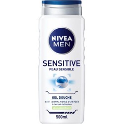 Nivea Men Gel Douche Sensitive Peau Sensible Corps Visage & Cheveux à l’Extrait de Bambou 500ml