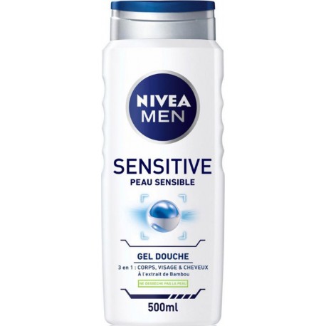 Nivea Men Gel Douche Sensitive Peau Sensible Corps Visage & Cheveux à l’Extrait de Bambou 500ml