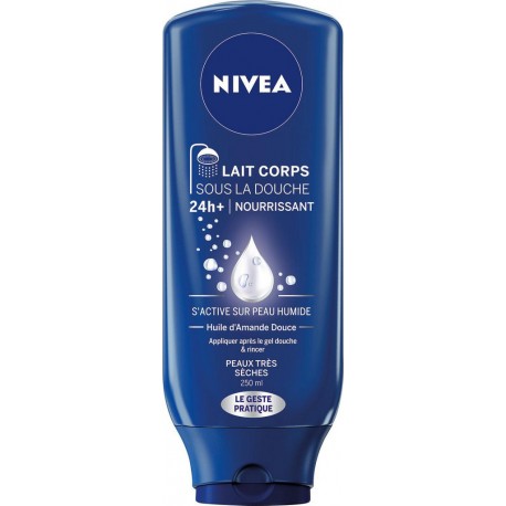 Nivea Lait Corps Sous La Douche Nourrisante à l’Huile d’Amande Douce Peaux Très Sèches 250ml