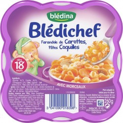 Blédina Blédichef Farandole de Carottes Pâtes Coquilles 250g