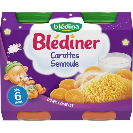 Blédina Blédiner Carottes Semoule Dîner Complet