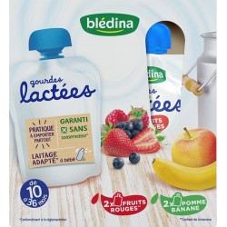 Blédina Gourdes Lactées Fruits Rouges et Pomme Banane