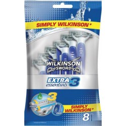 Wilkinson Sword Extra 3 Essentials par 8 Rasoirs Jetables pour Homme