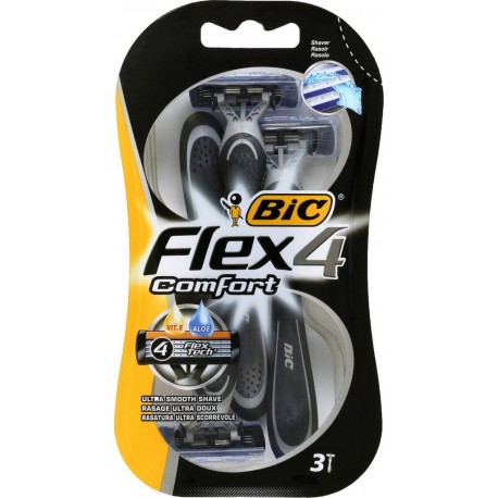 Bic Flex 4 Comfort par 3 Rasoirs Jetables pour Homme Rasage Ultra Doux