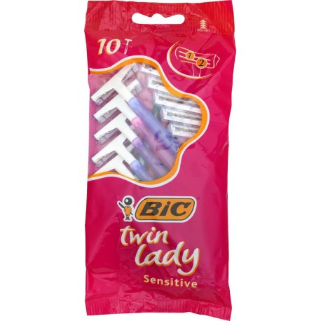 Bic Twin Lady Sensitive par 10 Rasoirs Jetables pour Femme