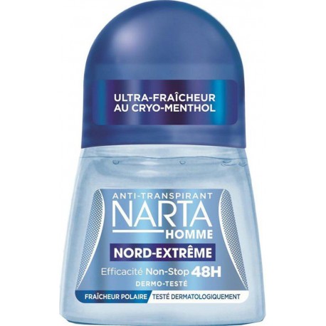 Narta Homme Roll-on Anti-Transpirant Efficacité Non-Stop 48h Fraîcheur Polaire 50ml