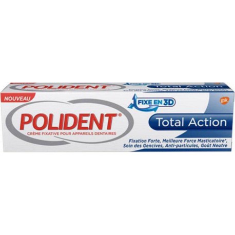 Polident Fixe en 3D Total Action Fixation Forte Meilleure Force Masticatoire 40g