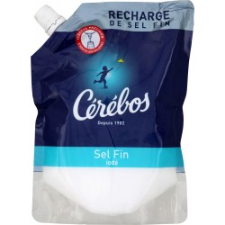 Cérébos Sel Fin Iodé Recharge avec Bec Verseur 500g