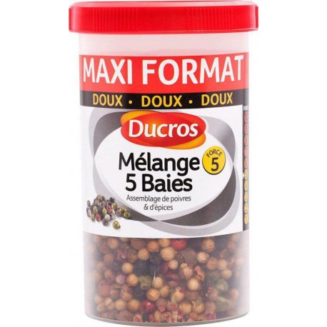 Ducros Mélange 5 Baies Assemblage de Poivres & d’Epices Doux Maxi Format 70g