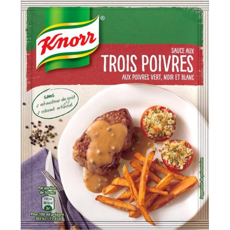 Knorr Sauce aux Trois Poivres aux Poivres Vert Noir et Blanc 32g