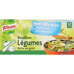 Knorr Bouillon Légumes Riche en Goût Moins 30% de Sel par 12 bouillons de 9,1g