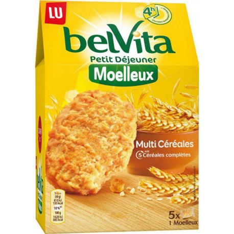 LU BelVita Petit Déjeuner Moelleux Multi Céréales aux 5 Céréales Complètes 250g