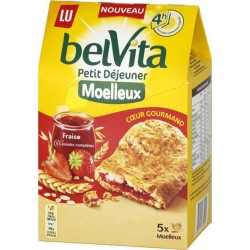 LU BelVita Petit Déjeuner Moelleux Coeur Gourmand Fraise aux 5 Céréales Complètes 250g