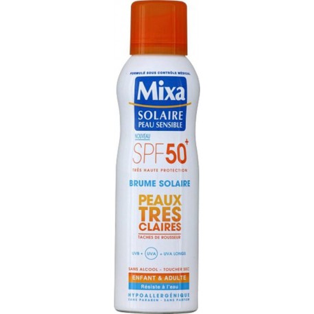 Mixa Solaire Peau Sensible Brume Solaure Peaux très Claires SPF 50+ Hypoallergénique 200ml