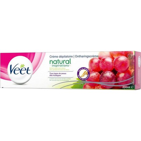 Veet Crème Dépilatoire Natural Inspirations Tous Types de Peaux 200ml