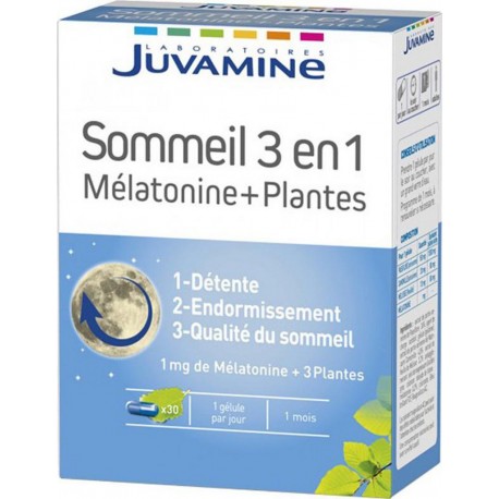 Juvamine Sommeil 3 en 1 Mélatonine + Plantes