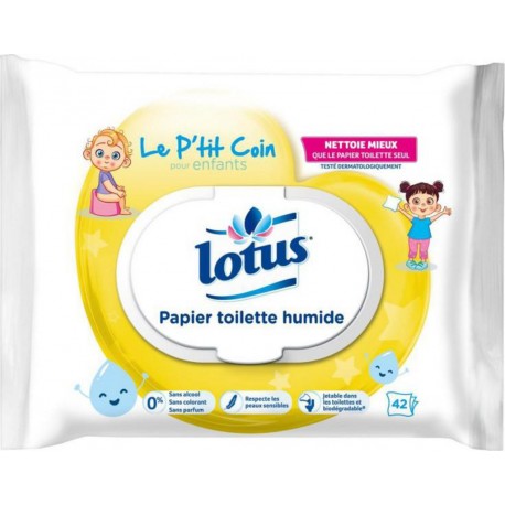 Lotus Papier Toilette Humide Le P’tit Coin pour enfants 42 Lingettes