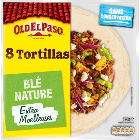 Old El Paso 8 Tortillas Blé Nature Extra Moelleuses 326g