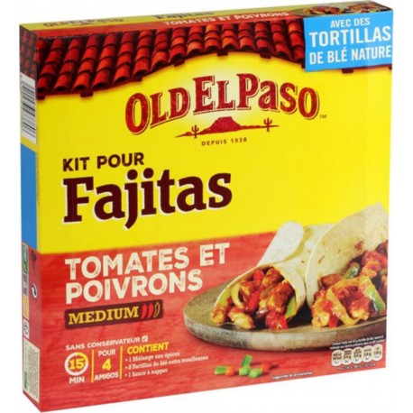 Old El Paso Kit pour Fajitas Tomates et Poivrons Médium 500g