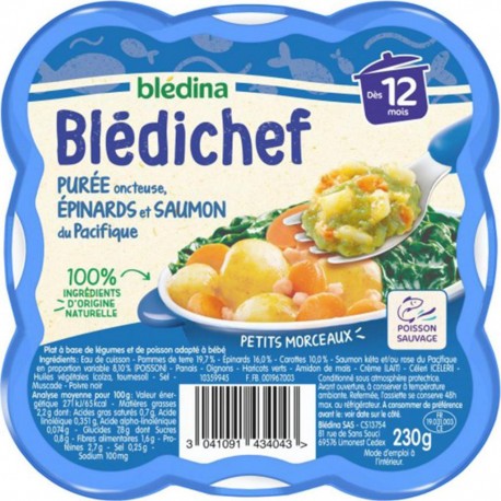 Blédina Blédichef Purée Onctueuse Épinards et Saumon du Pacifique