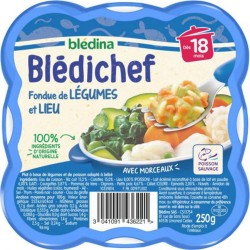 Blédina Blédichef Fondue de Légumes et Lieu dès 18 mois l’assiette de 250g