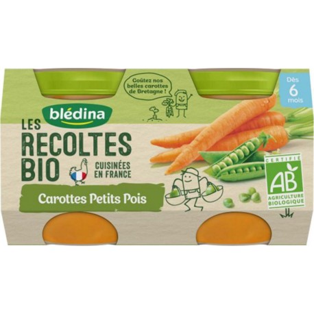 Blédina Les Récoltes Bio Carottes Petits Pois