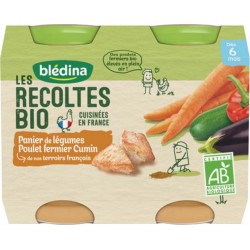 Blédina Les Récoltes Bio Panier de Légumes Poulet Fermier Cumin