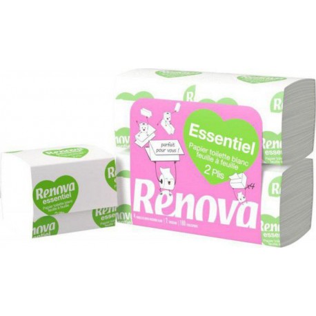 Renova Essentiel Papier Toilette Blanc Plat Pack x4