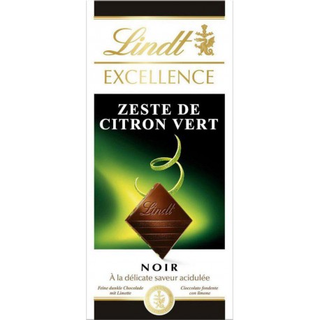 Lindt Excellence Noir à la Délicate Saveur Acidulée Zeste de Citron Vert 100g