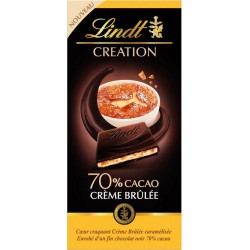 Lindt Création Coeur Craquant Crème Brûlée Caramélisée Enrobé d’un Fin Chocolat Noir 70% Cacao 140g