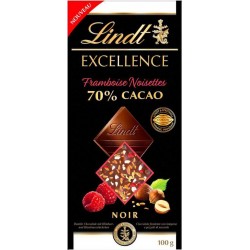 Lindt Excellence Noir Framboise Noisettes 70% Cacao 100g