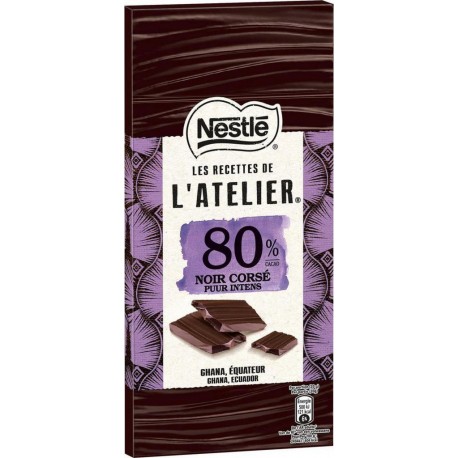 Nestlé Les Recettes de l’Atelier 80% Noir Corsé Ghana Équateur 100g