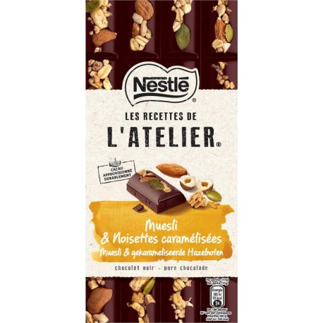 Nestlé Les Recettes de l’Atelier Muesli & Noisettes Caramélisées Chocolat Noir 170g