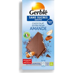 Gerblé Chocolat Extra Noir Amande Sans Sucres Ajoutés 80g