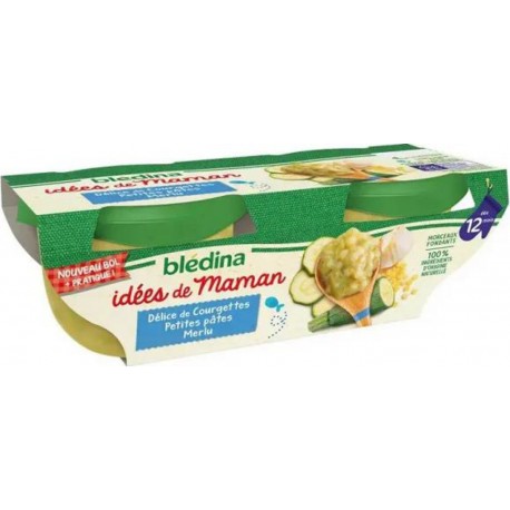 Blédina Les Idées de Maman - Courgettes petites pâtes merlu blanc, 2x200g 400g