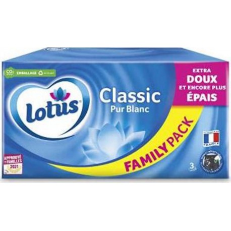 LOTUS Mouchoirs Classic Pur Blanc x130 boîte 130 mouchoirs