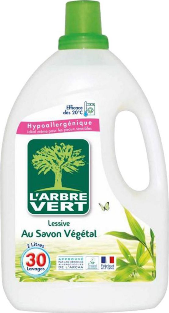 L'Arbre Vert L'Arbre Vert Hypoallergénique Lessive au Savon Végétal 2L (lot  de 2) 